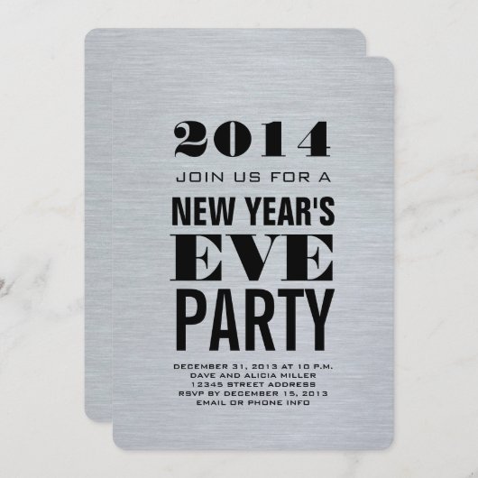 Invitation Soirée moderne Silver 2014 (Devant / Derrière)