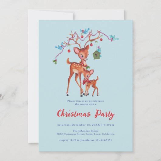 Invitation Soirée Noël aux Cerfs de Bois (Devant)