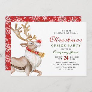 Invitation Soirée Noël Cartoon Reindeer Noël