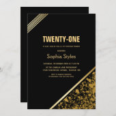 Invitation Soirée Noir et Or 21e anniversaire (Devant / Derrière)