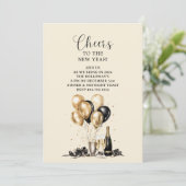 Invitation Soirée Noir Or (Debout devant)