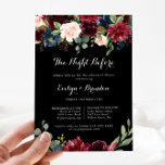 Invitation Soirée Noire Rustique Avant Le Dîner De La Répétit<br><div class="desc">Cette nuit noire rustique avant le dîner de répétition est parfaite pour une soirée classique en famille et entre amis avant le dîner du mariage. Le design est composé de fleurs bordeaux, rouges, navy, bleues et rousses rayonnantes et gracieuses peintes à la main dans un arrière - plan noir, inspirant...</div>