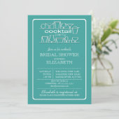 Invitation Soirée nuptiale Retro Turquoise Blue Cocktail Part (Debout devant)
