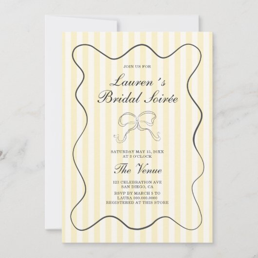 Invitation Soirée nuptiale Soft Yellow Stripes (Devant)