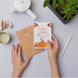 Invitation Soirée Orange Citrouille Thanksgiving
