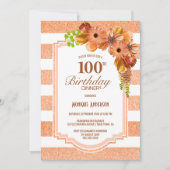 Invitation Soirée Orange Fleur 100e Anniversaire (Devant)