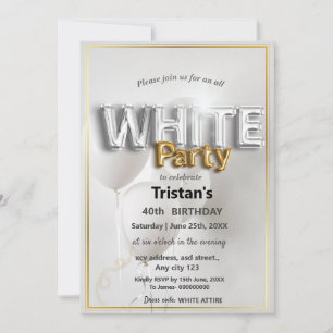 Invitation Soirée ou fête tout en blanc