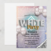 Invitation Soirée ou fête tout en blanc (Devant / Derrière)