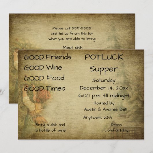 Invitation Soirée Partage de Noël (Devant / Derrière)