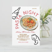 Invitation Soirée pâtes, dîner italien (Debout devant)