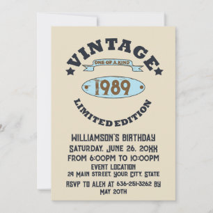 Invitation Soirée personnalisée de trente vintages 30e annive