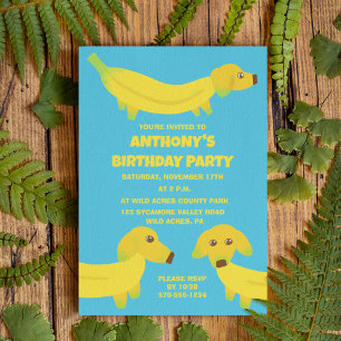Invitation Soirée Personnalisée des chiens de banane mignons