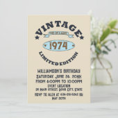 Invitation Soirée personnalisée vintage 50e anniversaire (Debout devant)
