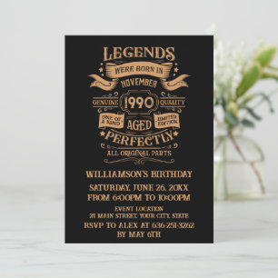 Invitation Soirée personnalisée vintage de 35 ans