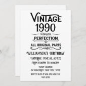 Invitation Soirée personnalisée vintage de 35 ans (Devant / Derrière)