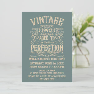 Invitation Soirée personnalisée vintage de 35 ans