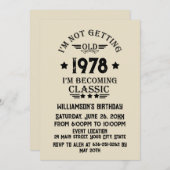 Invitation Soirée personnalisée vintage de 45 ans (Devant / Derrière)