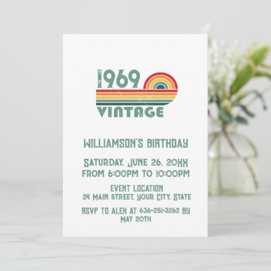 Invitation Soirée personnalisée vintage de 55 ans (Debout devant)