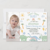 Invitation Soirée Photo Boys Comme Dinosaur 1er anniversaire (Devant)