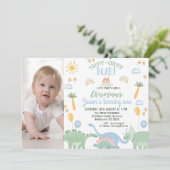 Invitation Soirée Photo Boys Comme Dinosaur 1er anniversaire (Debout devant)