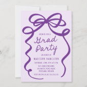 Invitation Soirée photo moderne Elegant Purple Bow (Devant)