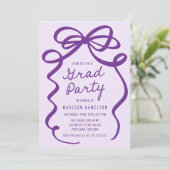 Invitation Soirée photo moderne Elegant Purple Bow (Debout devant)