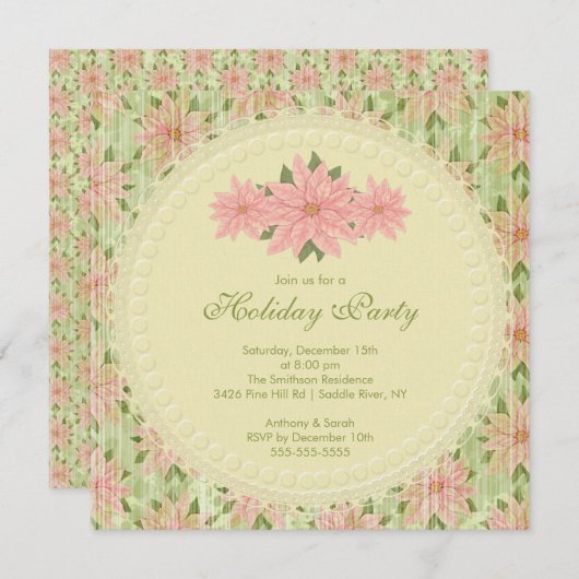 Invitation Soirée Pink Poinsettia (Devant / Derrière)