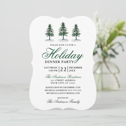 Invitation Soirée Pins d'Aquarelle Élégante (Debout devant)