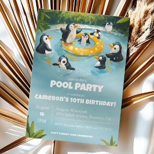 Invitation Soirée Piscine, anniversaire de enfant
