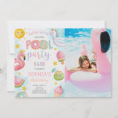Invitation Soirée Piscine Mignonne Anniversaire Photo Bash (Devant)
