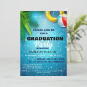 Invitation Soirée Piscine, Piscine cadeau Graduation noir (Debout devant)