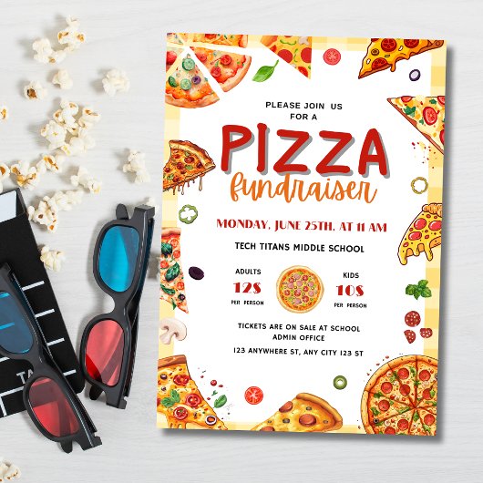 Invitation Soirée Pizza de collecte de fonds de l'école