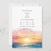 Invitation Soirée Plage coucher de soleil Paysage Mariage aqu (Devant)