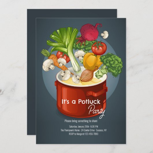 Invitation Soirée Potluck (Devant / Derrière)