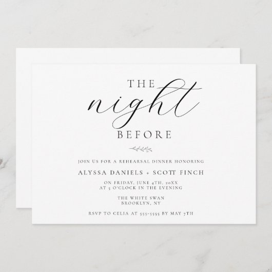 Invitation Soirée précédant le souper de la Branche Invitatio (Devant / Derrière)