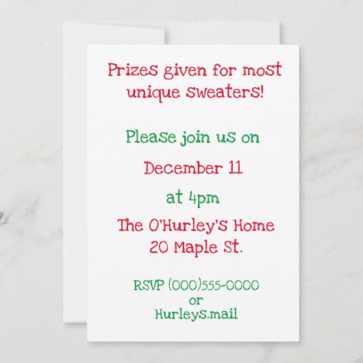 Invitation Soirée Pull Moche (Dos)