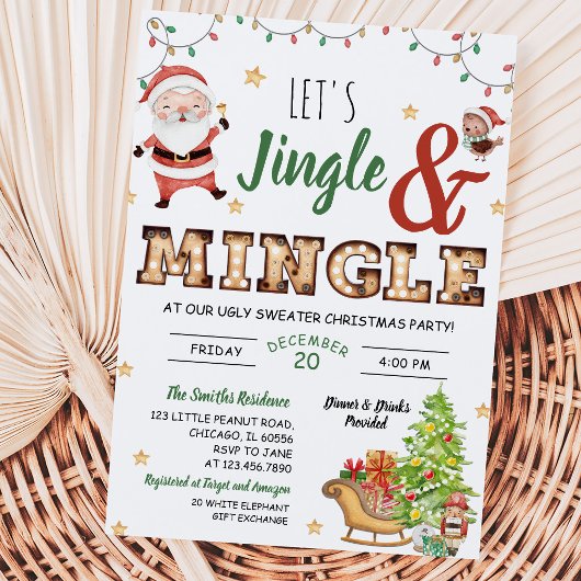Invitation Soirée pull moche Jingle et Mingle