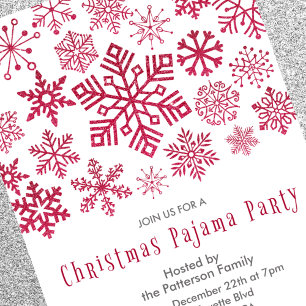 Invitation Soirée Pyjama Adulte Flocon de Neige Pa