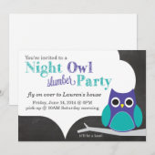 Invitation Soirée Pyjama Chouette Nocturne (Devant / Derrière)