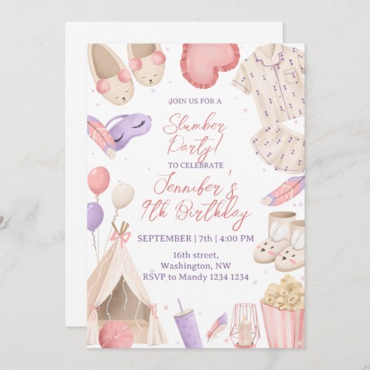 Invitation Soirée Pyjama Dodo (Devant / Derrière)