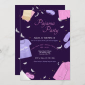 Invitation Soirée Pyjama pour Filles (Devant / Derrière)