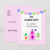 Invitation Soirée pyjama Spa pour filles (Devant / Derrière)