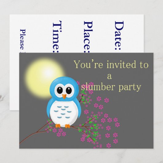 Invitation Soirée pyjamas avec le couche-tard (Devant / Derrière)