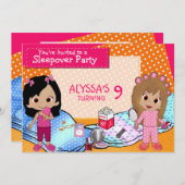 Invitation Soirée pyjamas de filles (Devant / Derrière)