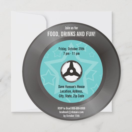 Invitation Soirée Rétro Vinyle (Dos)