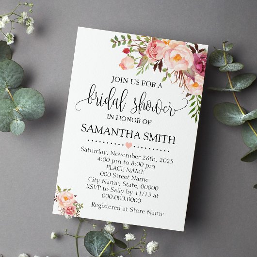 Invitation Soirée romantique boho rose chic
