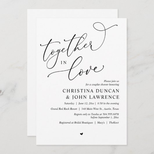 Invitation Soirée Romantique Couples Douche, Ensemble Dans L' (Devant / Derrière)
