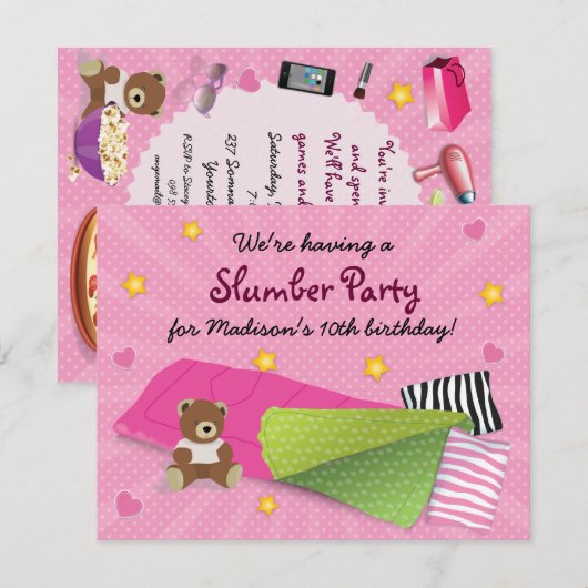 Invitation Soirée rose (Devant / Derrière)