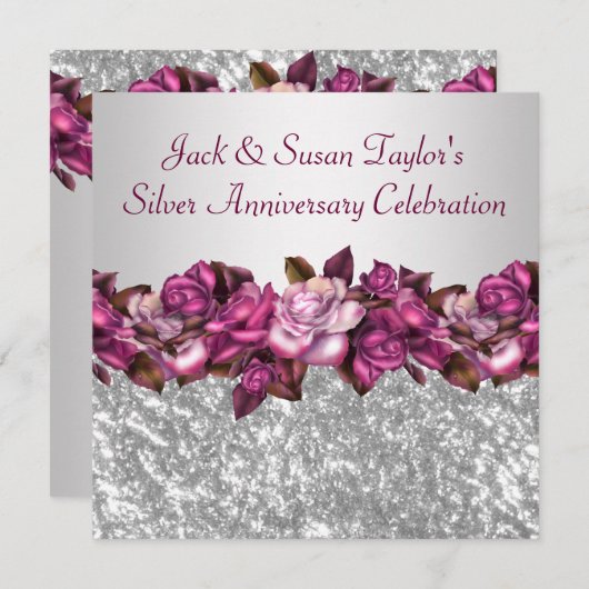 Invitation Soirée Rose 25e anniversaire (Devant / Derrière)