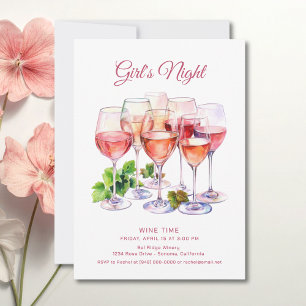 Invitation Soirée rose des filles vin 